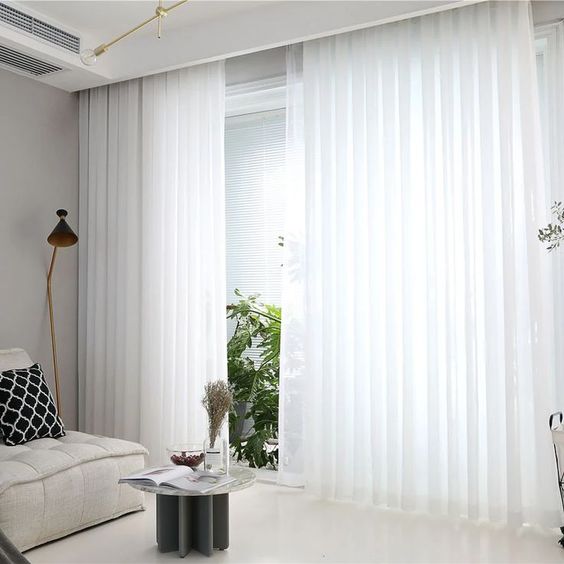 Sheer Solid Voile Drapes Curtains Off White