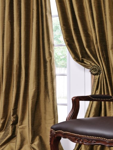 Silk Dupioni Solid Drapes Curtains Antique