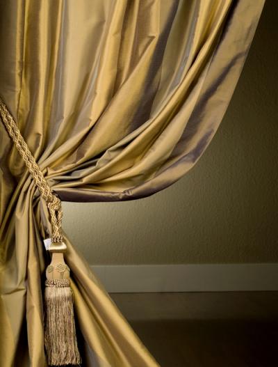 Silk Dupioni Solid Drapes Curtains Antique Gold