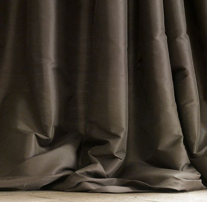 Silk Dupioni Solid Drapes Curtains Brown