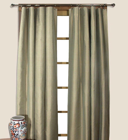 Silk Dupioni Solid Drapes Curtains Olive Green