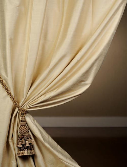 Silk Dupioni Solid Drapes Curtains Tan
